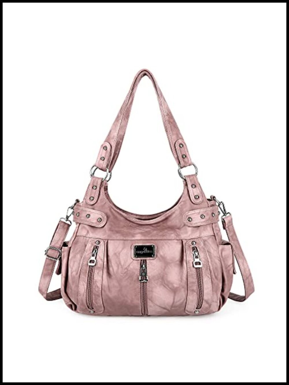 Washed Faux Leather Crossbody Hobo Satchel Shoulder Handbag Tote Purse for Women